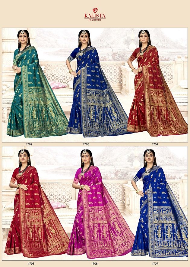 Kalista Bhagyawati Gold Latest Fancy Designer  Festive Wear Banarasi Silk Saree collection